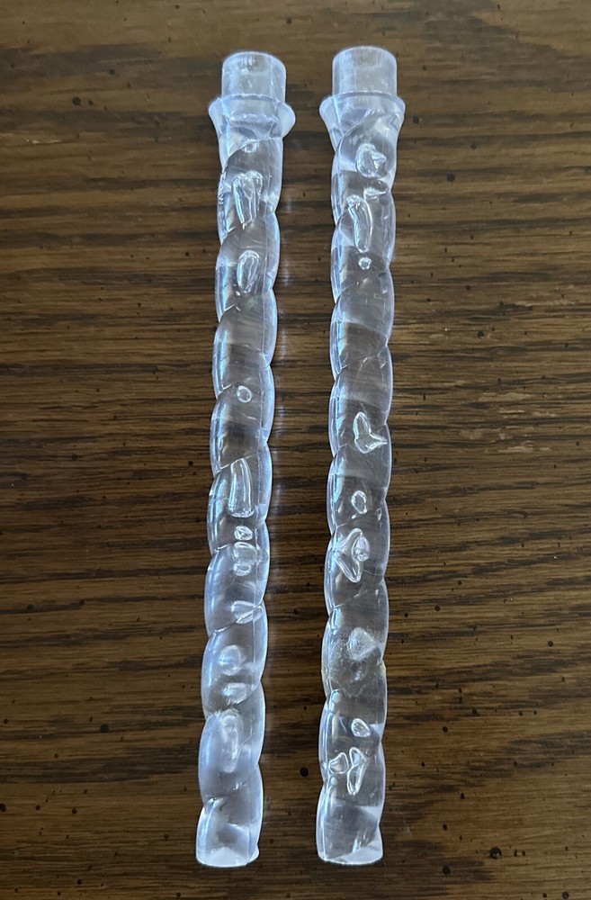 Set Of 2 - Clear Acrylic Plastic Cake Pillars Stems 7”