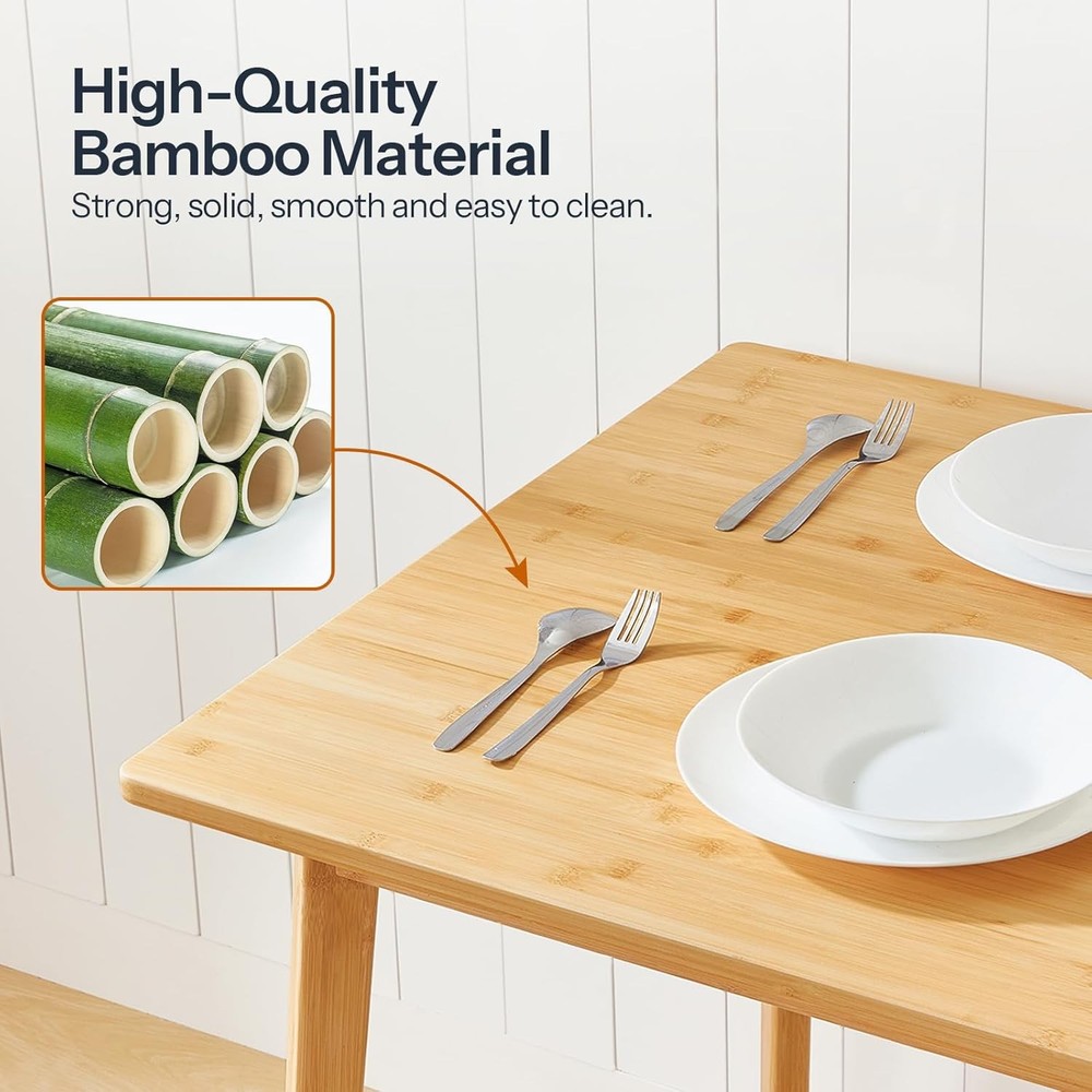 Dining Table Bamboo Dining Room Table 4-6 47.2" Rectangle Kitchen Table Office
