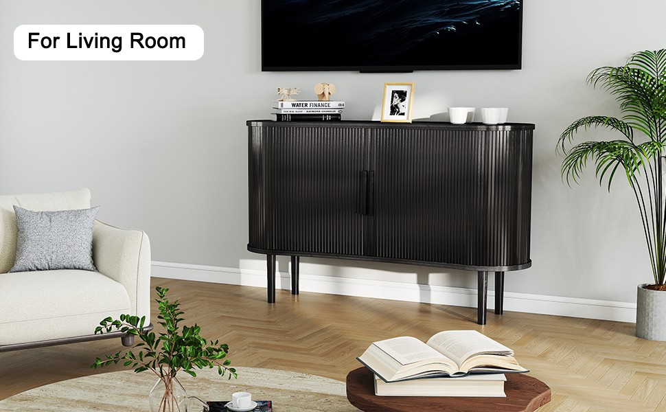 Storage Sideboard 1.4M Long Curved MDF Modern Buffet Cabinet With Doors LAFK