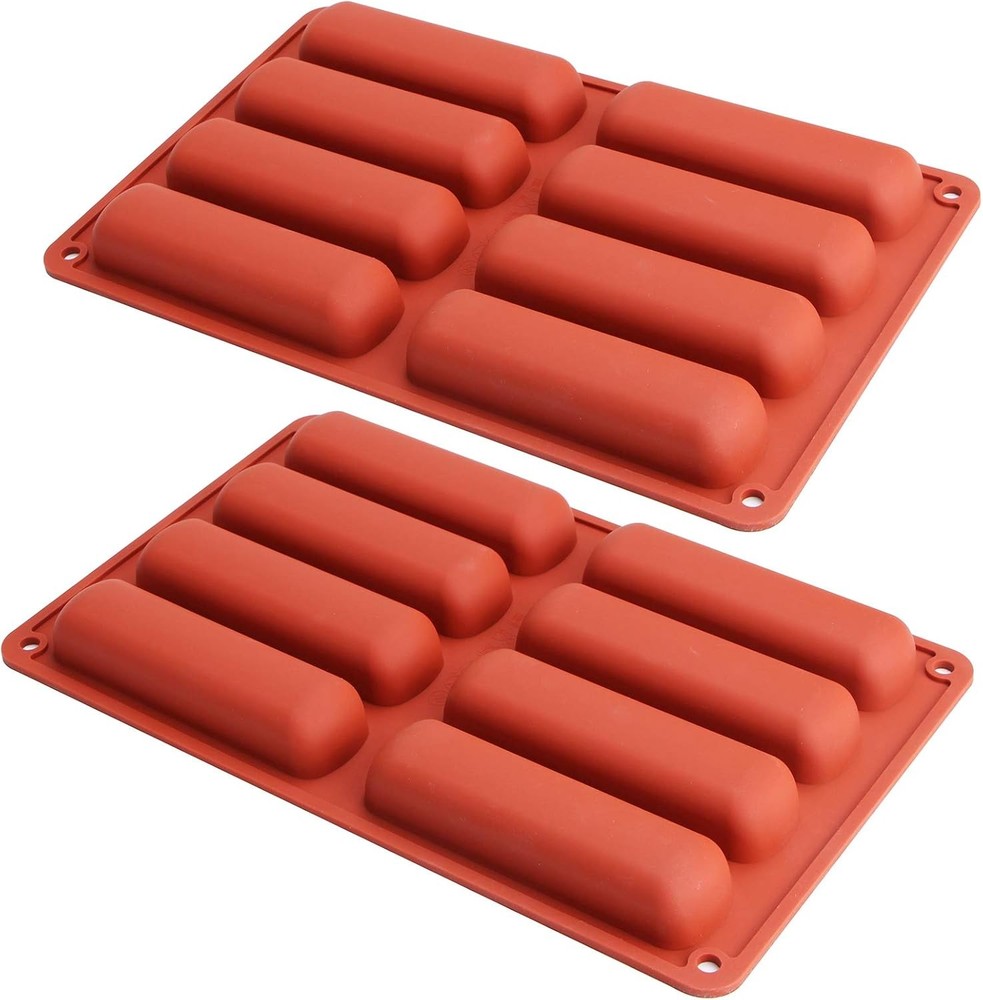 8 Cavity Non-Stick Silicone Eclair Shaped Baking Molds (2 CT)