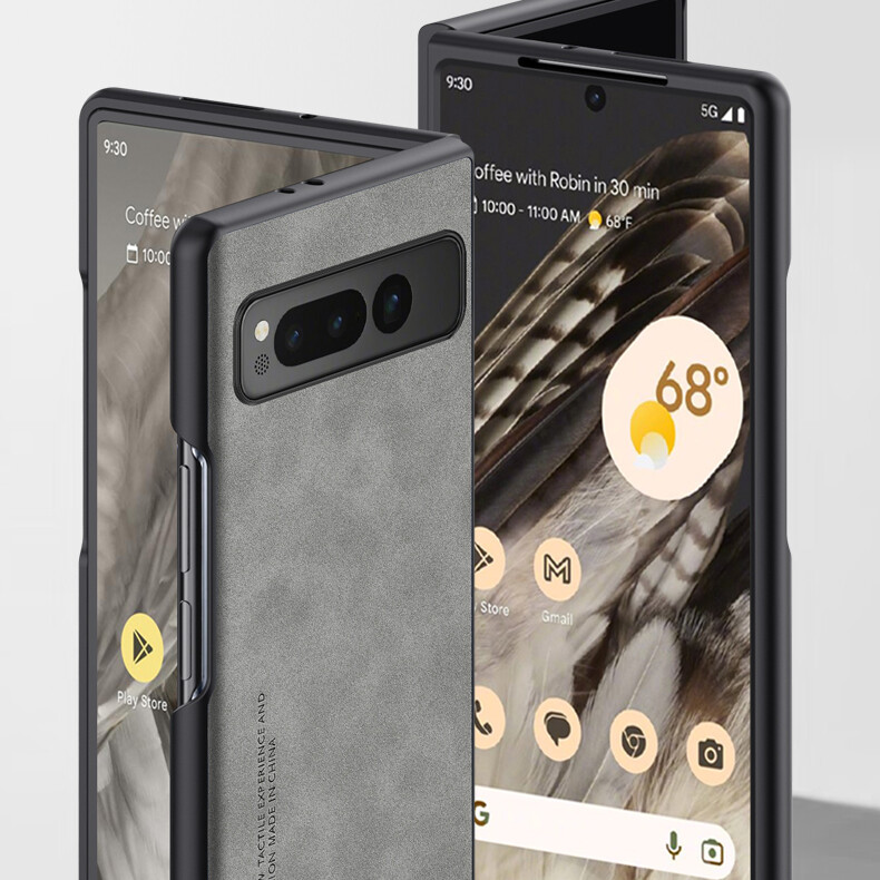 For Google Pixel Fold Shockproof Plain Leather Skin-Friendly Slim Phone Case