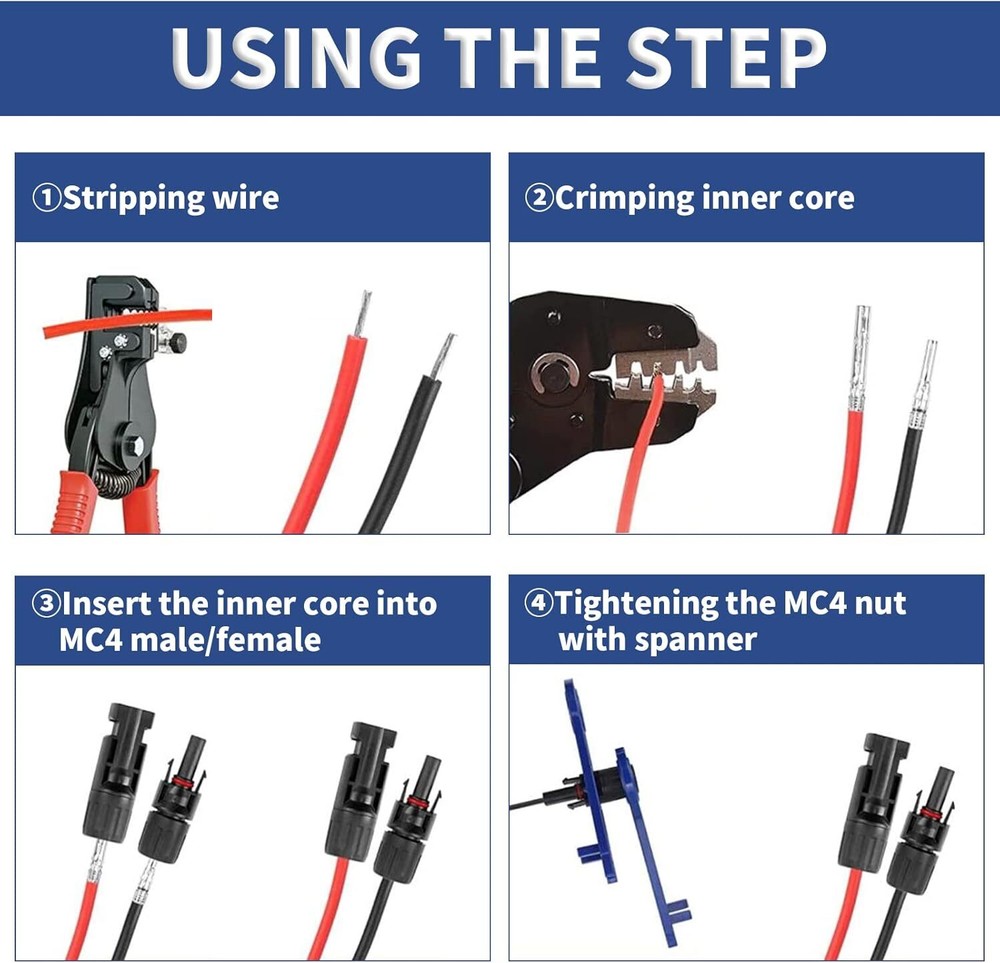 6Set Male Female Wire Cable Connector Set Solar Panel Waterproof Connector