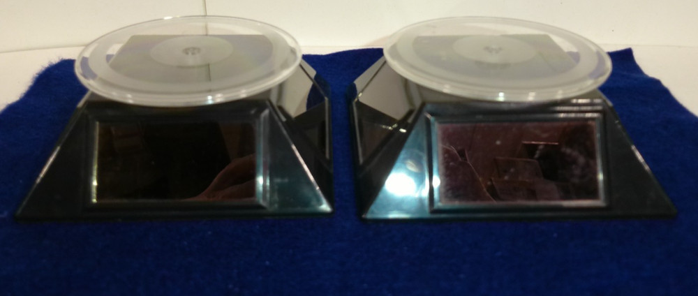 2 Solar Power Black Small Spinning Display Turntables