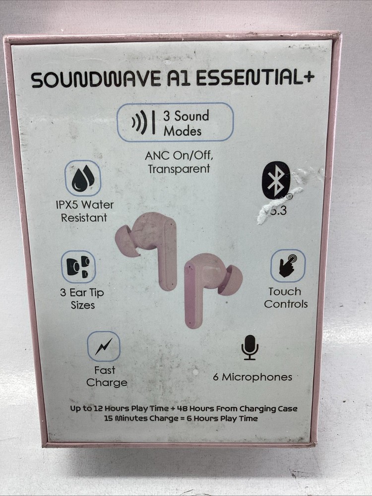 Visual Land Soundwave A1 Active Noise Cancelling Earbuds Pink
