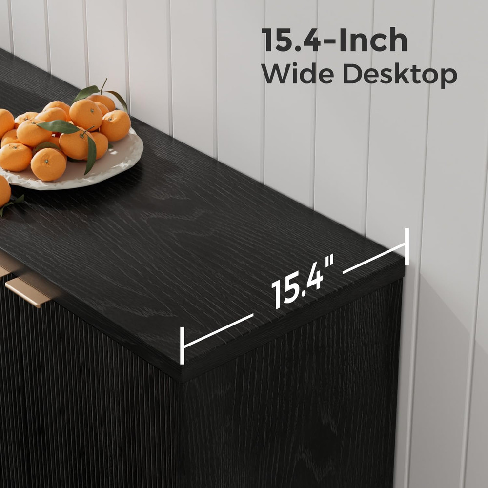 Buffet Cabinet with Storage, Modern Fluted Accent Sideboard with Doors & Adjusta