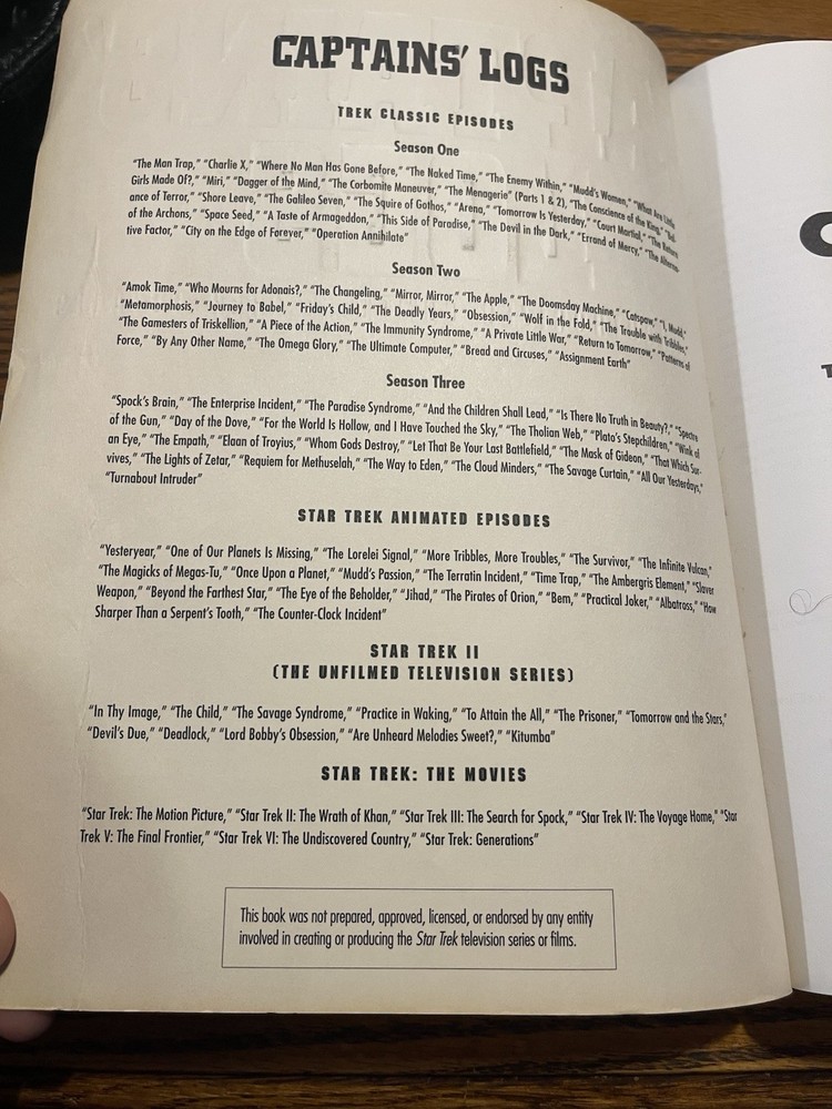 Star Trek captain's log unauthorized book Next Generation voyageur Deep Space 9