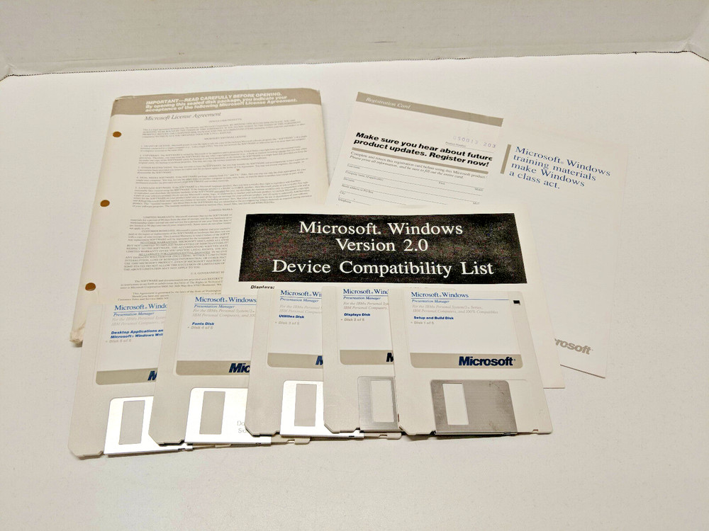 Original Vintage Microsoft Windows Presentation Manager Software 2.0 1987 3.5"