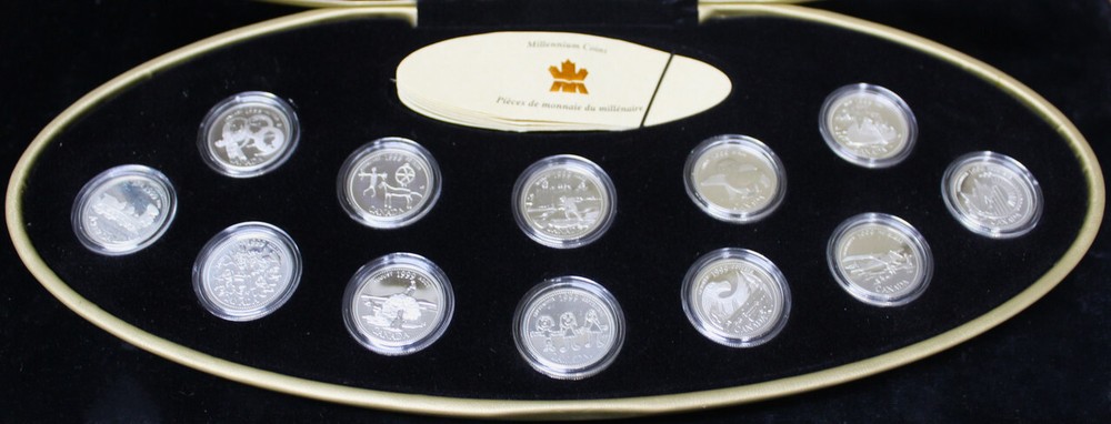 1999 25C Canada Millennium SILVER Proof Set - 12 Coins