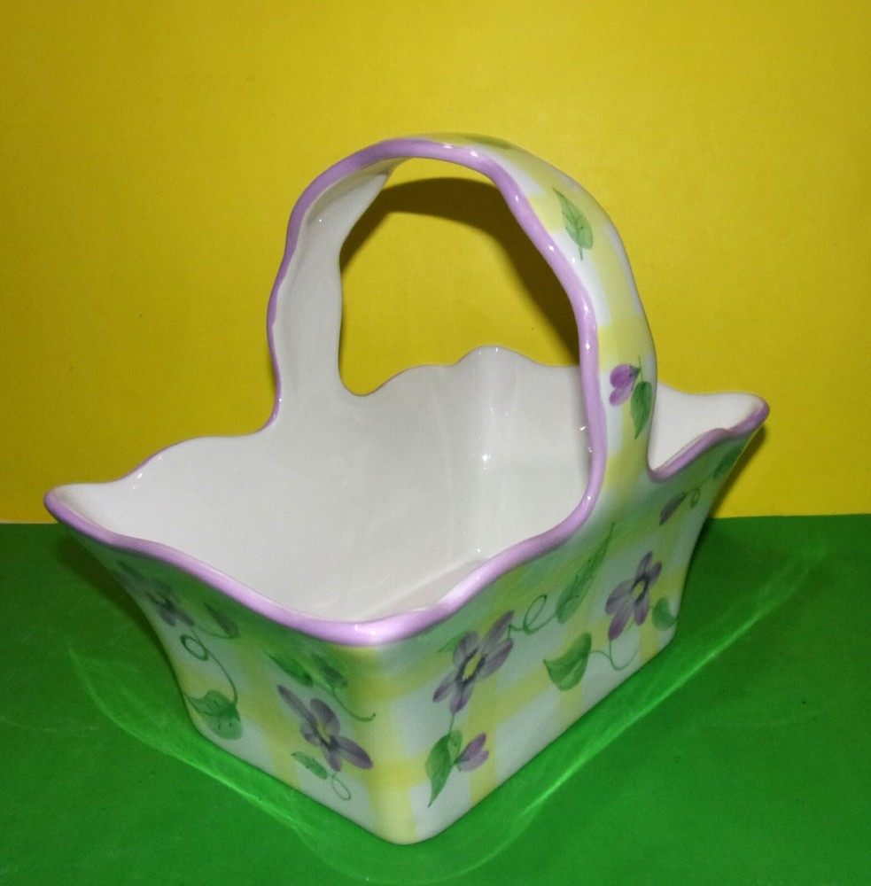 Teleflora Spring Summer Basket Handle White with Flower Design