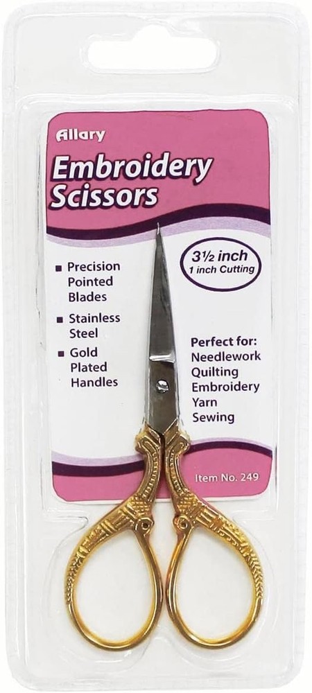 Allary Embroidery Scissors 3.5" - Gold Handle