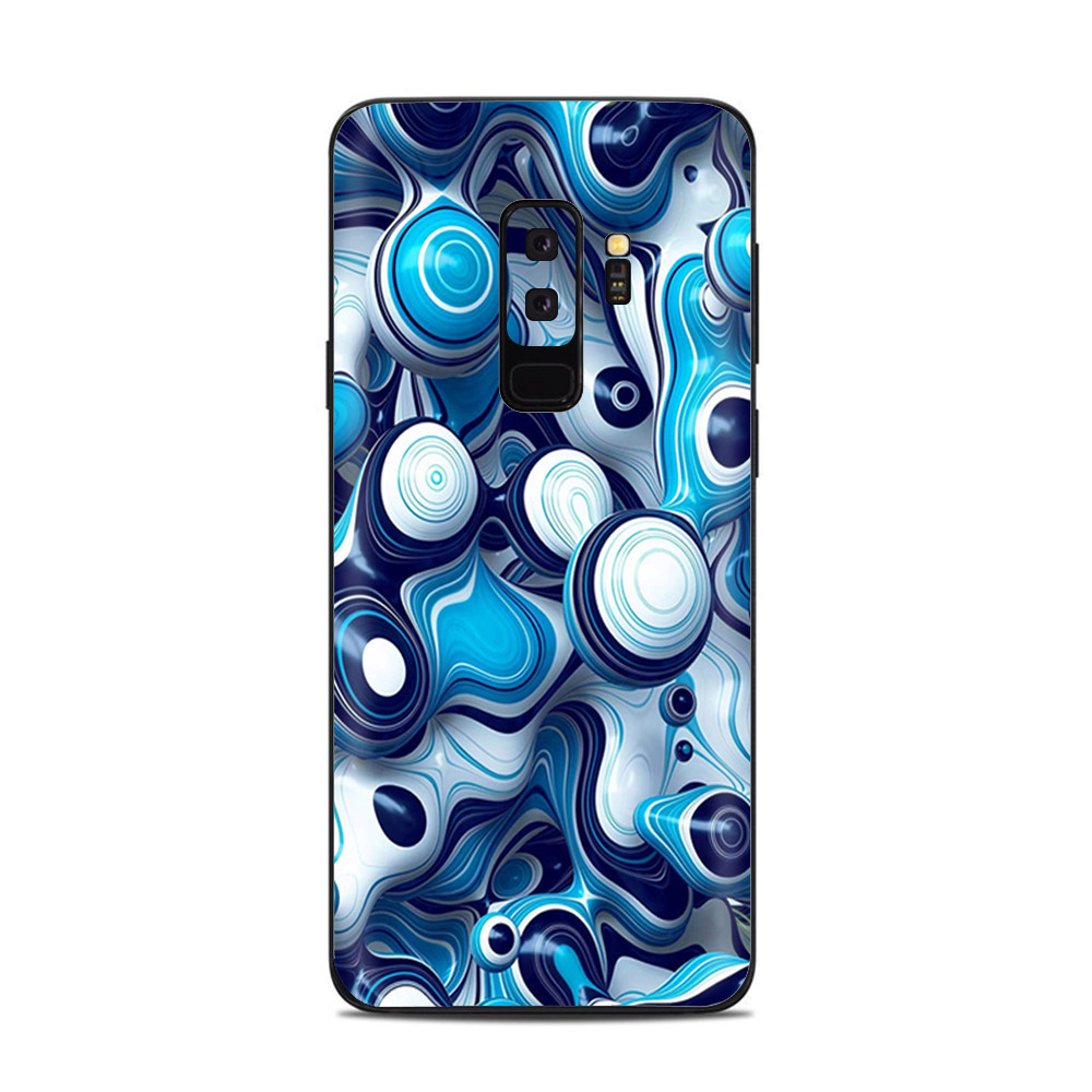 Samsung Galaxy S9 Plus Skins Decals - Mixed Blue Bubbles Glass