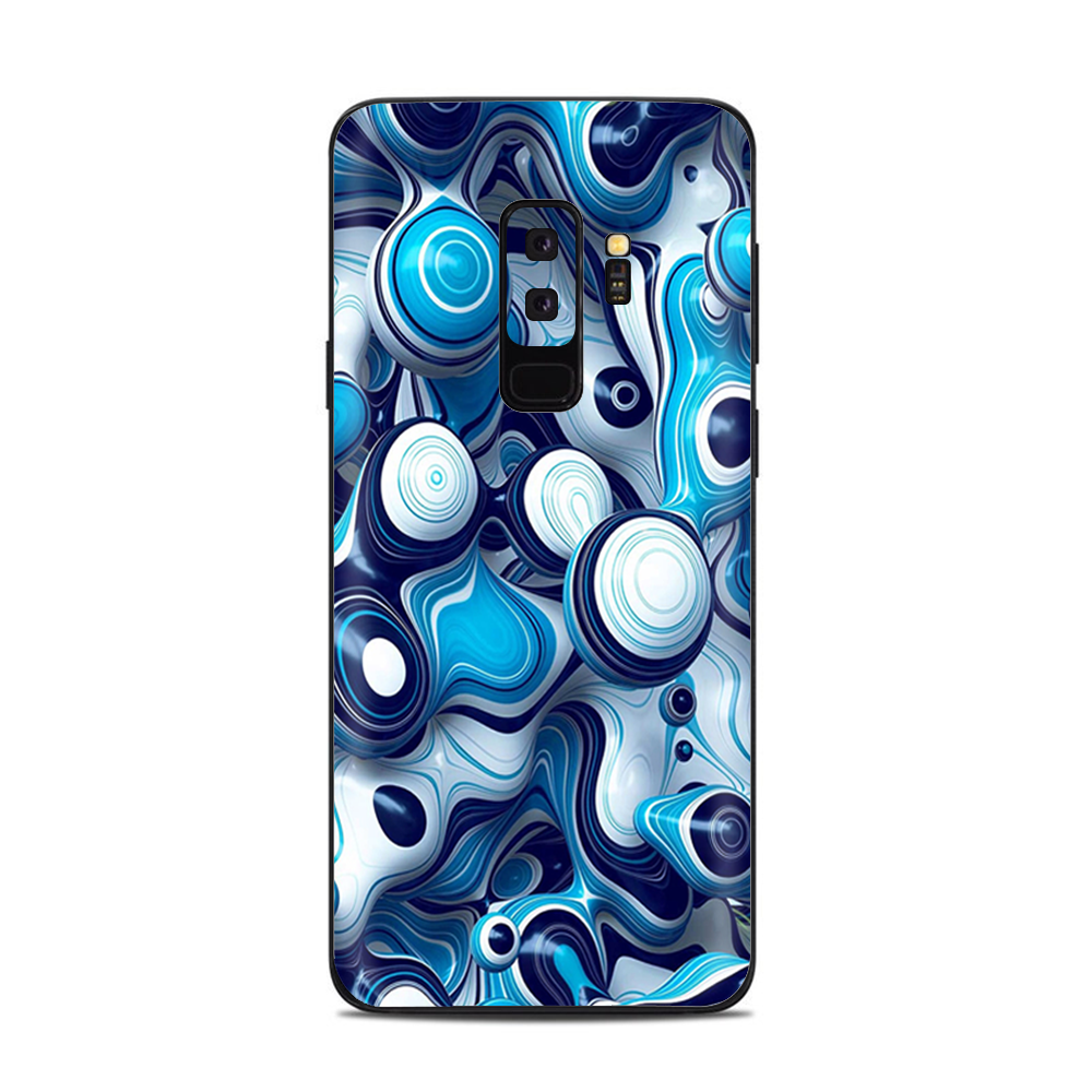 Samsung Galaxy S9 Plus Skins Decals - Mixed Blue Bubbles Glass