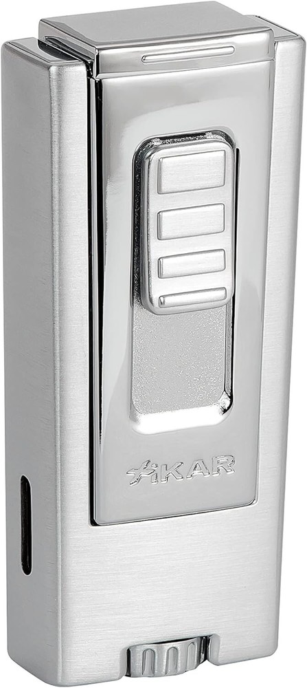 Xikar Trezo Lighter, Inline Triple Jet Flame, Chrome/Silver