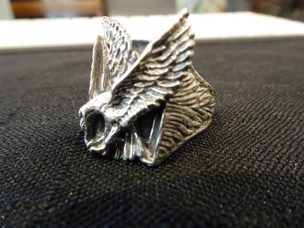 #637-VINTAGE STERLING SILVER EAGLE RING-925-SIZE-8