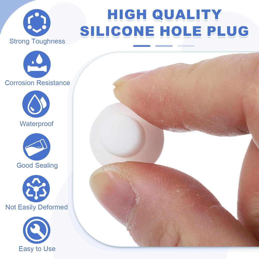 25 Pcs t Shaped Solid Silicone Stopper, Dia 9 Mm/0.35" Rubber Plugs, White