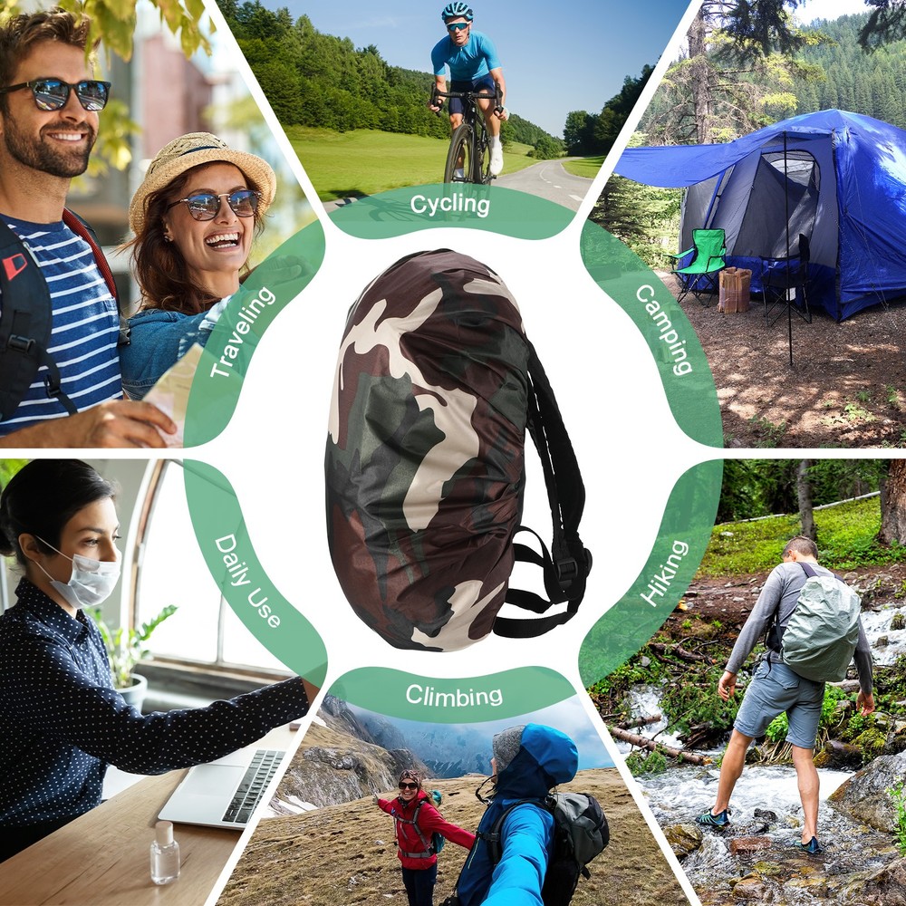 Waterproof Backpack Rain Cover, 15L-25L Backpack Cover [Camouflage]