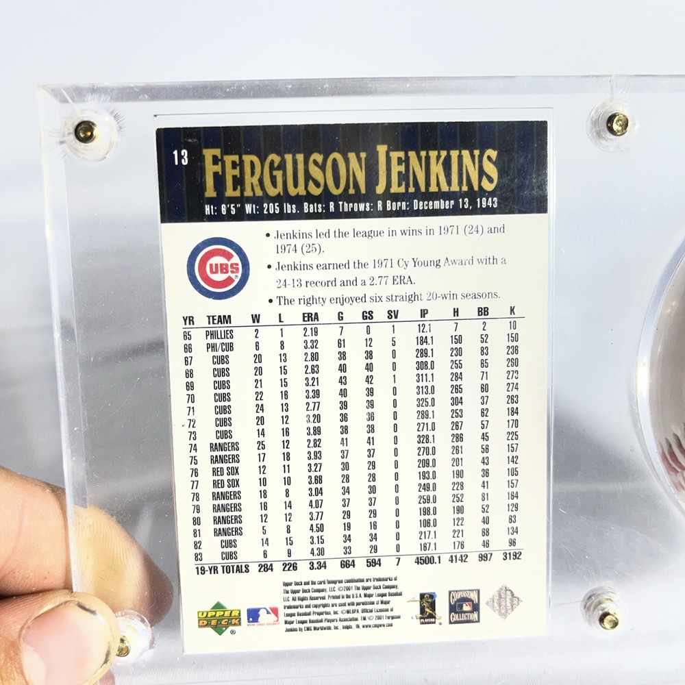 Ferguson Jenkins Signed Ball And Card