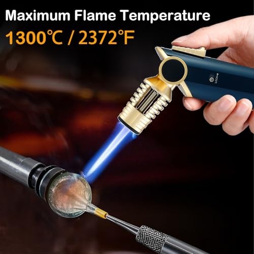 Butane Torch Lighter, 60° Rotatable Refillable Kitchen Cooking Torch Gold
