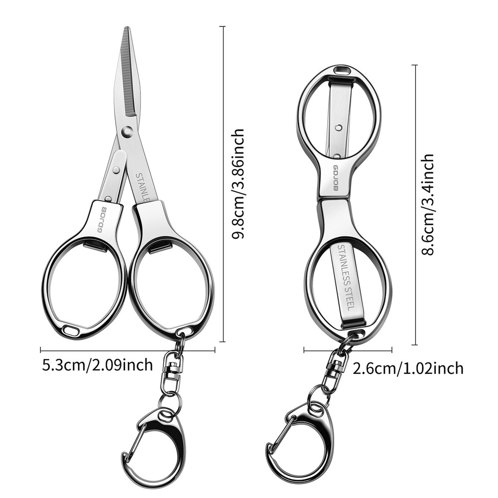 2 PCS Folding Keychain Scissors Portable Travel Retractable Pocket Knife