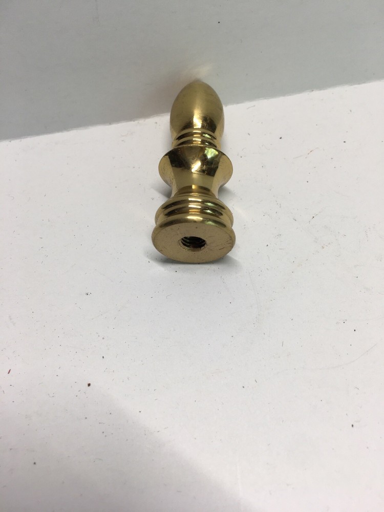 2" TALL Solid Brass Polished Bullet Shaped Lamp Finial 1/4 -27 Thread