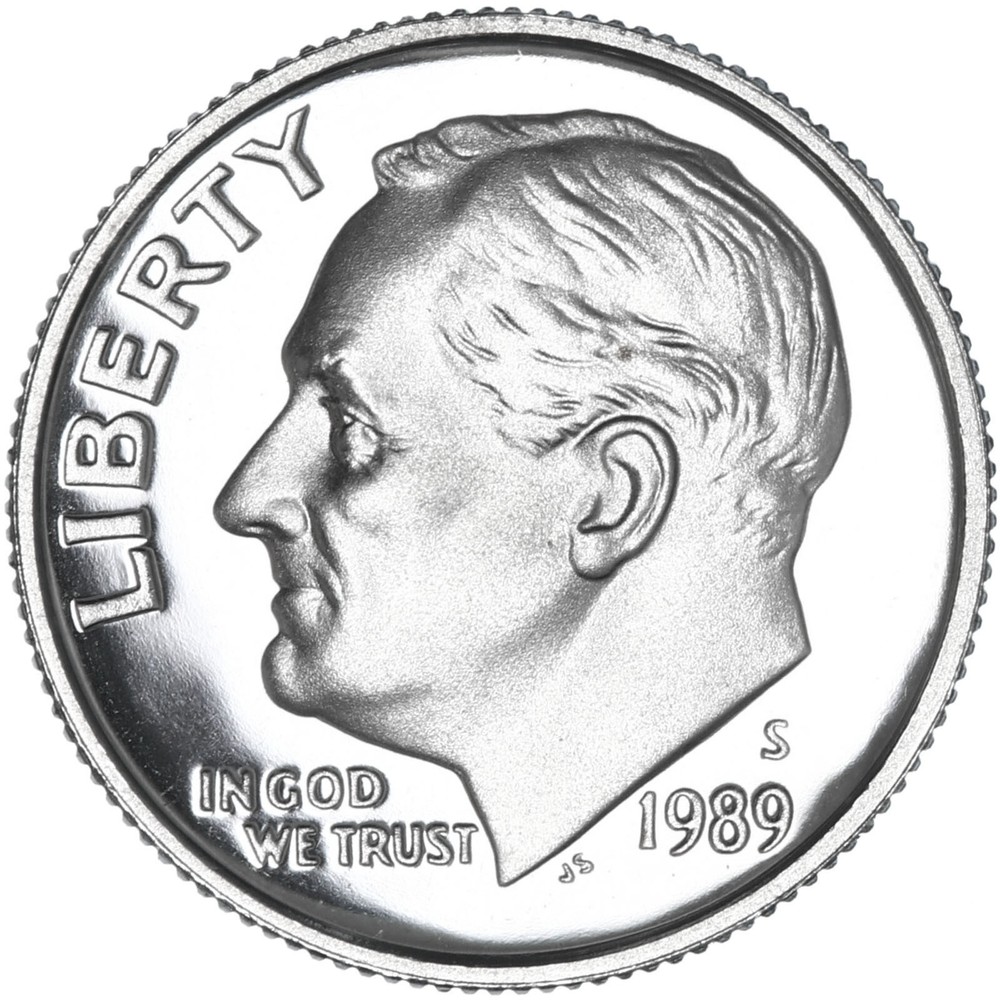 1989 S Roosevelt Dime Gem DCam Proof CN-Clad