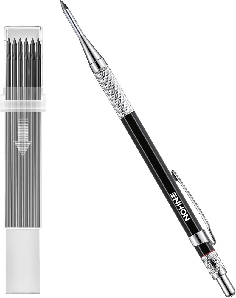 Enhon 2mm Mechanical Carpenter Pencil Set with 12 Marker Refills and Sharpener,