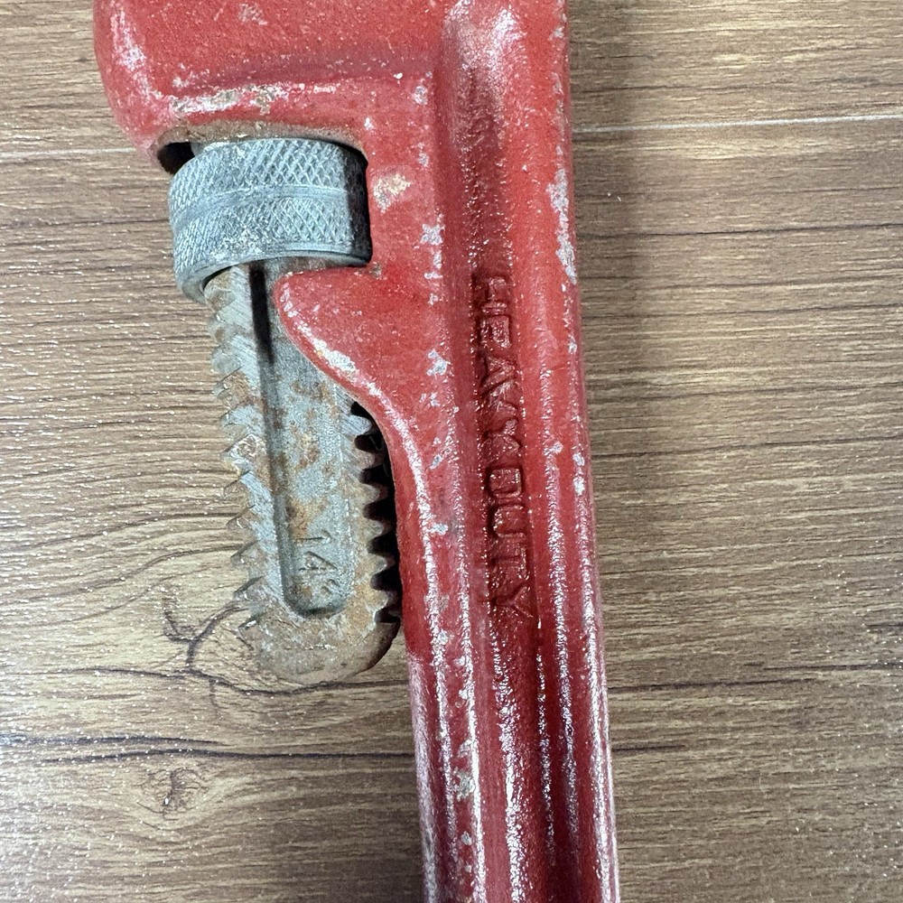 Toolsmith 14” Pipe Wrench, Cast Iron, Heavy-Duty, Red
