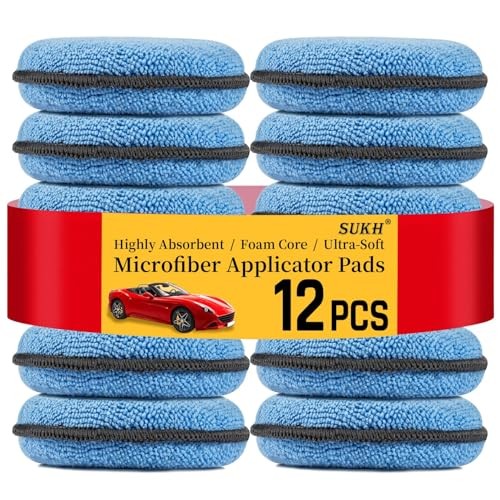 12 Pack Microfiber Foam Car Wax Applicator Pad - Foam Applicator Pads Blue