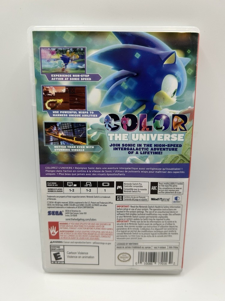 Sonic Colors Ultimate Nintendo Switch Empty Replacement Case No Game