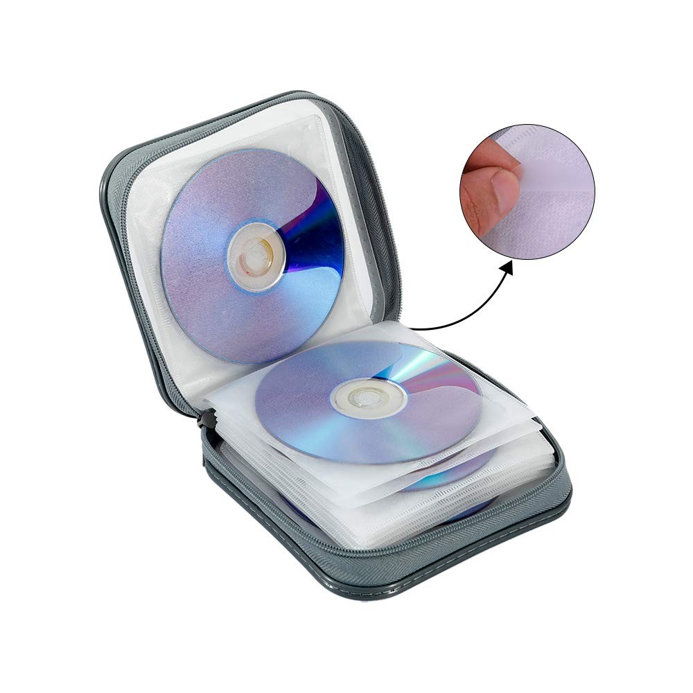 Jalisiol CD/DVD Case Wallet - 40 Capacity Protective Storage Organizer Binder...