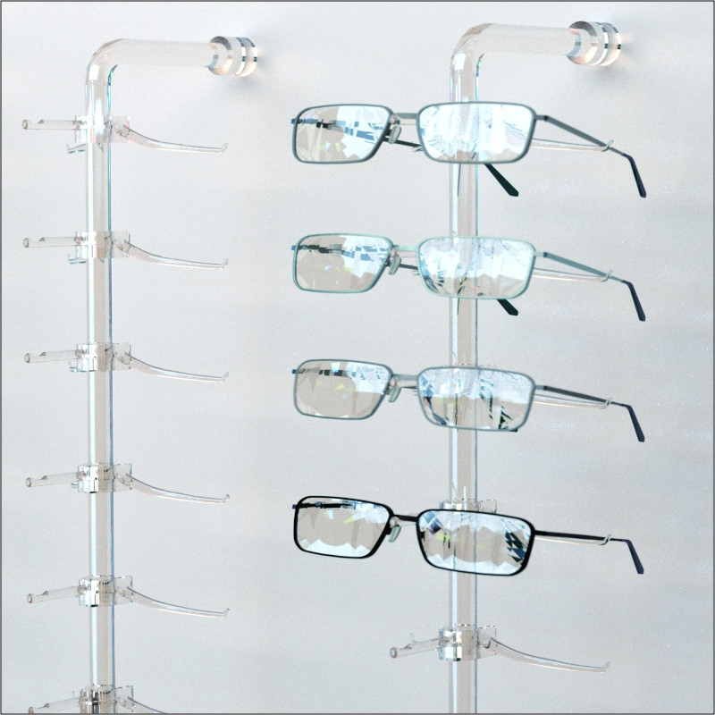 Optical Display - Acrylic Wall Mount Eyewear Display Rod with 10 Regular Y-clips