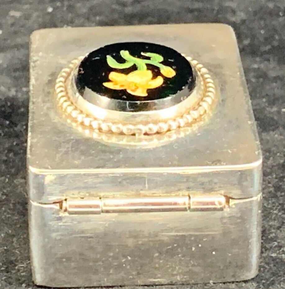 Vintage Sterling Silver & Pietra Dura 2" Rectangular Box - 70g