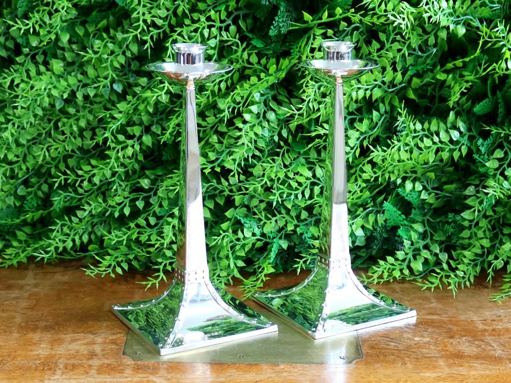 Sterling Silver Candlesticks Antique Edwardian (1904)