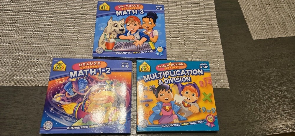 3 Sets NEW Software PC School Zone Math 1 MATH 3 MULTIPLICATION & DIVISION  NEW