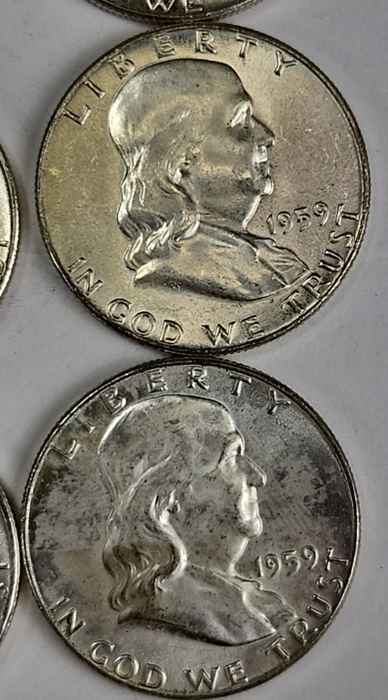 1959 Franklin Half Dollar 50c UNC Roll - 20 Coins Uncirculated