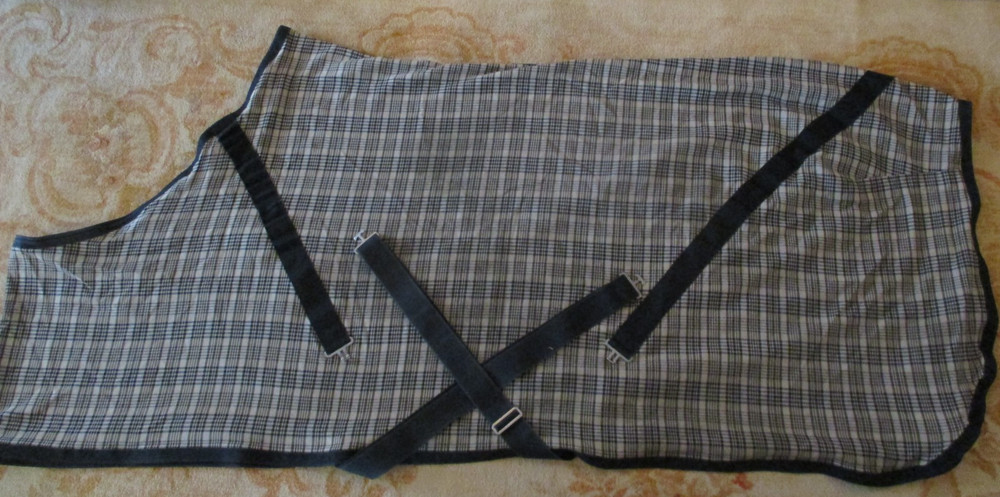 80'' JACKS MANUFACTURING  STABLE SHEET BLACK  PLAID  3.4 # CLOSED FRONT