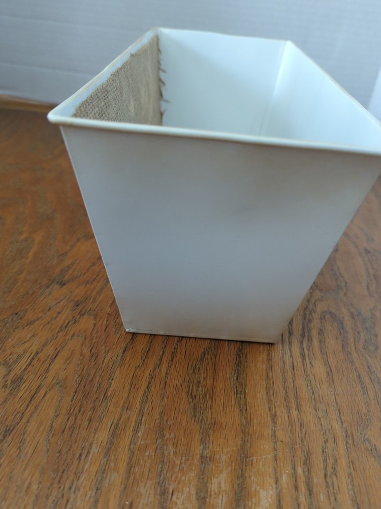 Tin Snowflake Peace White Planter/Gift Basket/ Home Decor