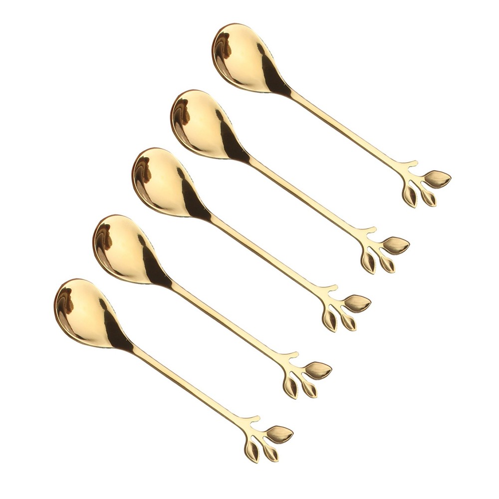 5pcs Stainless Steel Spoon Branches Leaf Spoon Kitchen Tableware Cooking Gift e