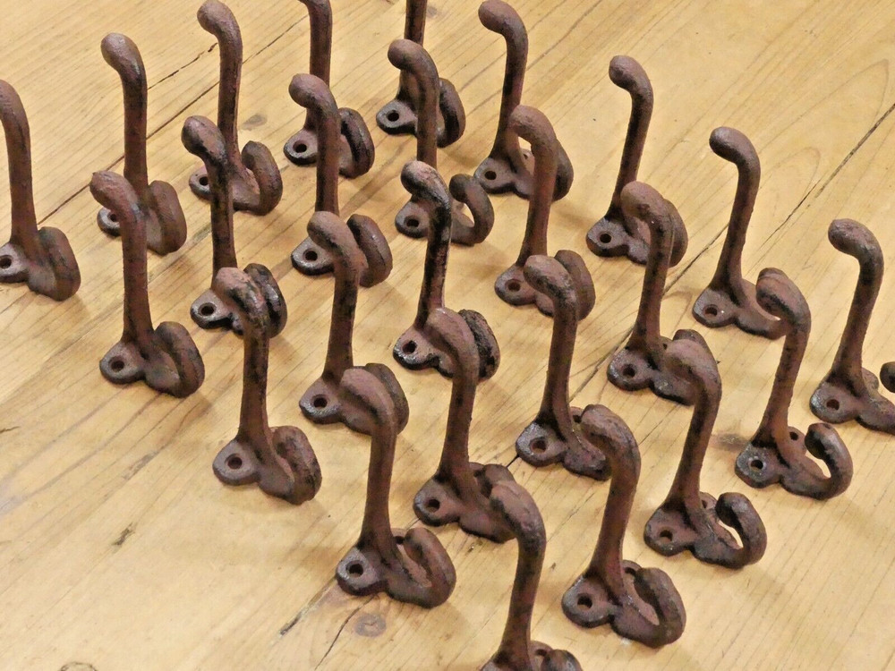 25 Cast Iron Rustic School Style Coat Hooks Hat Hook Hall Tree Restoration Wall