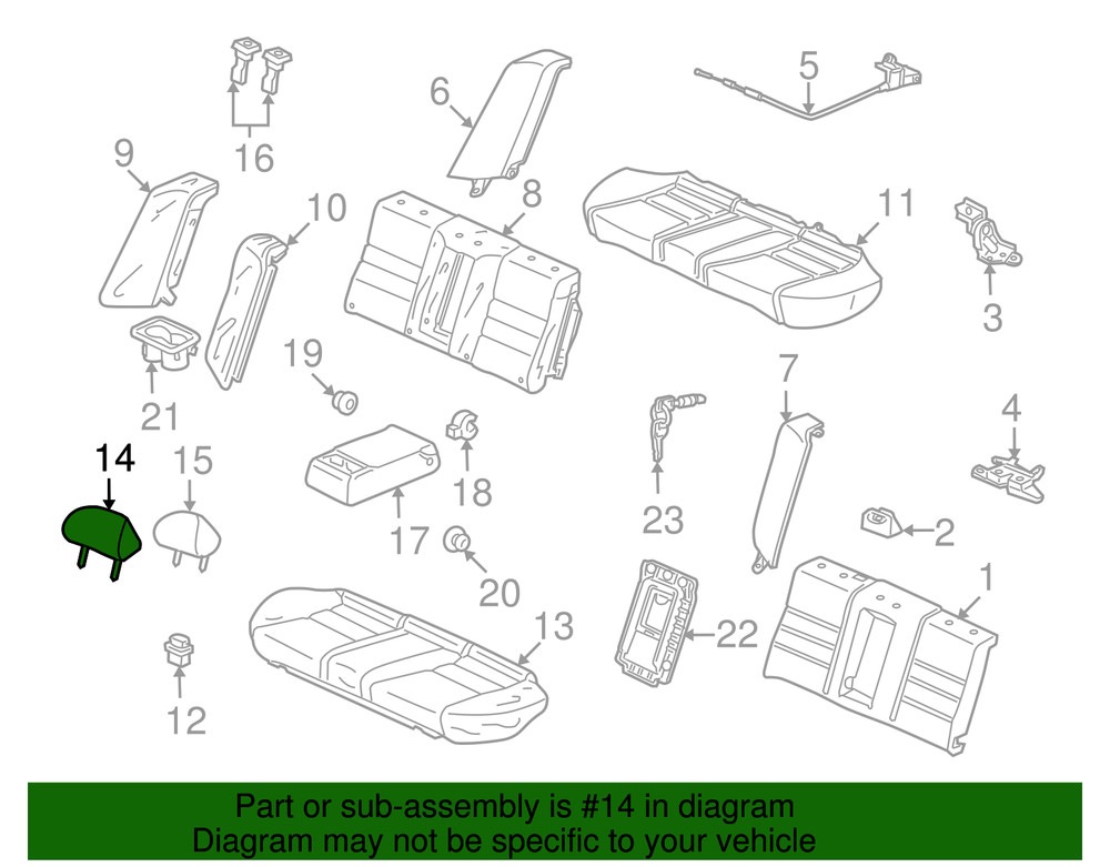 Genuine Honda Headrest Outer 82140-TA0-A41ZA