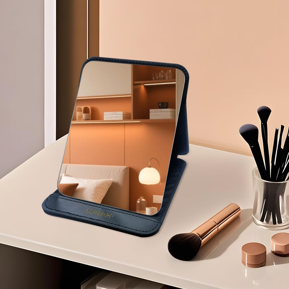 Foldable Travel Makeup Mirror, Adjustable Angle Portable Standing Vanity Mirr...