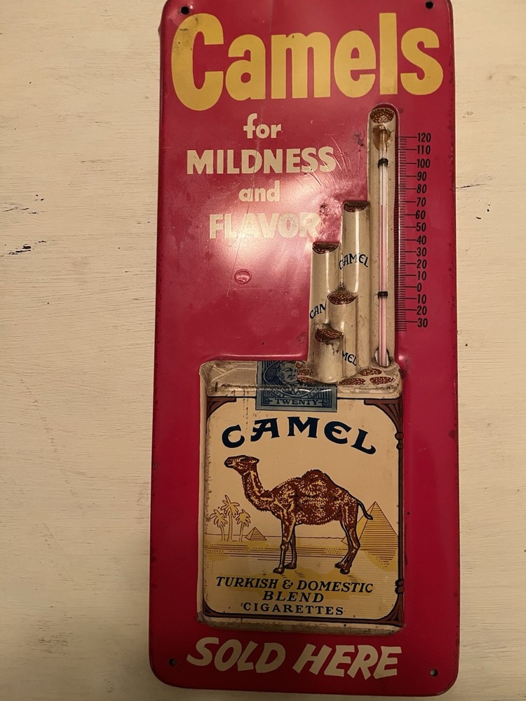 Original CAMEL Cigarettes Thermometer Advertising Sign
