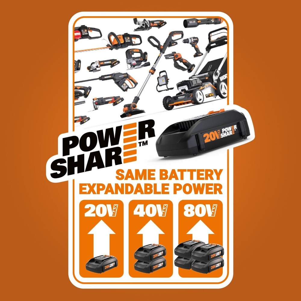 WG545.1 Worx 20V PowerShare Cordless Blower w/Attachments