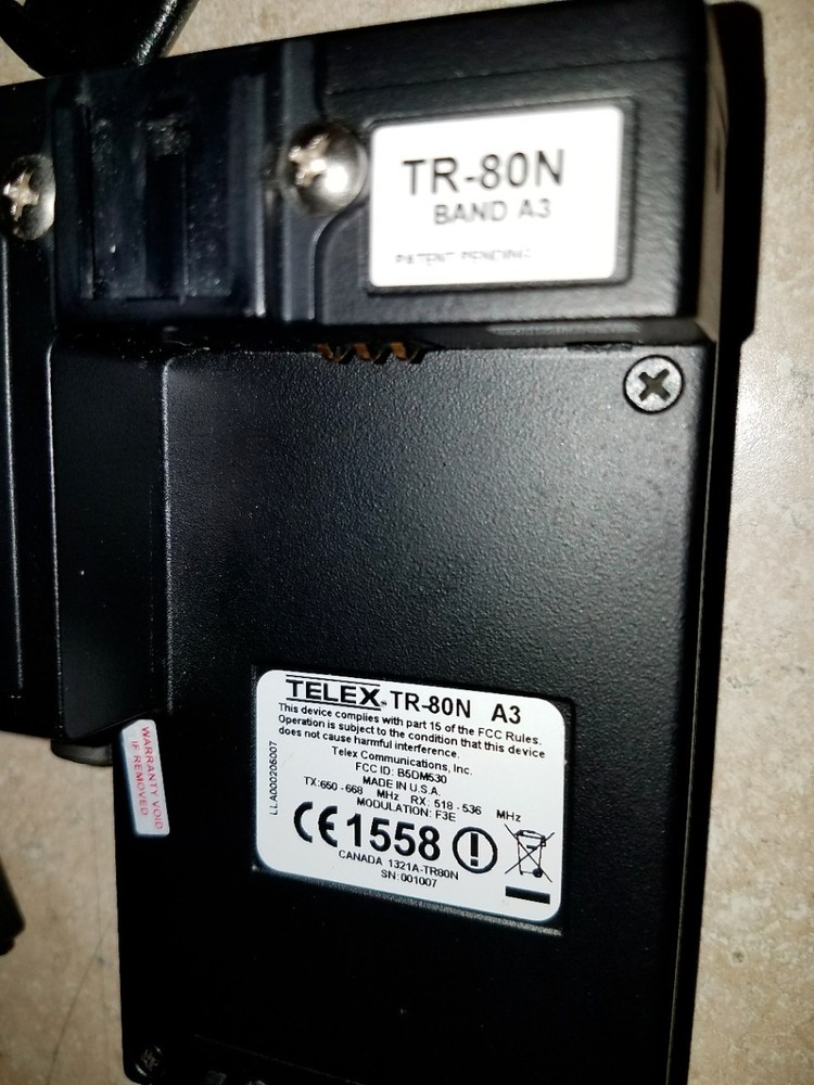 Telex TR-80N UHF Beltpack Wireless Intercom Band A3 R5 Connection