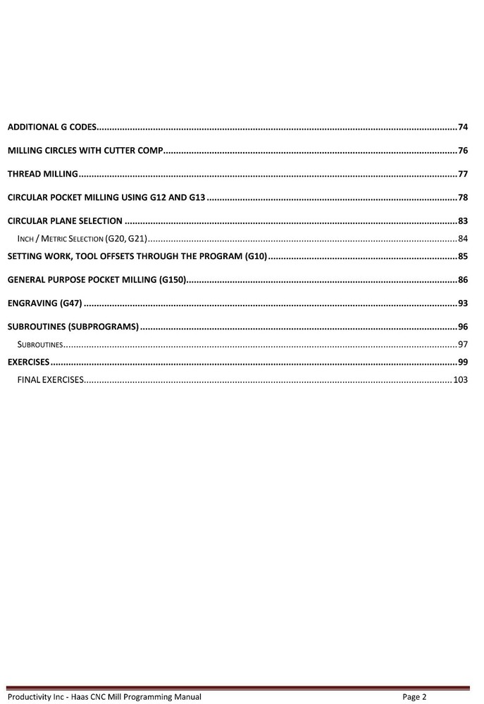 Haas Mill CNC VF Series Programming Training Manual *901