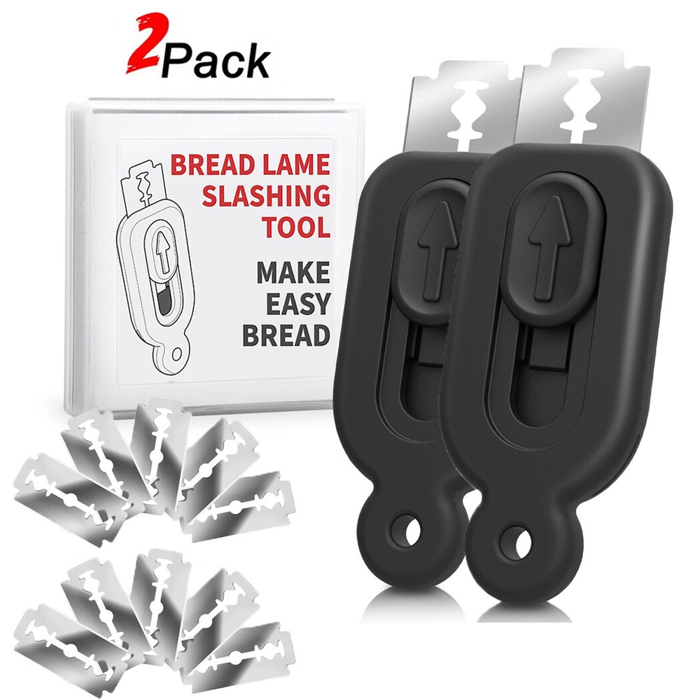 2pack Bread Lame Dough Scoring Tool - Push-Pull Handle for Perfect Bread Scor