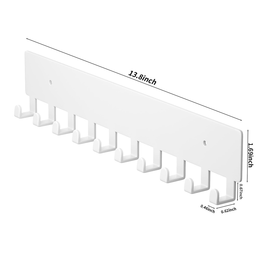 GTK Key Holder for Wall, Hooks with 10 Hooks, Wall Mounted Large, White