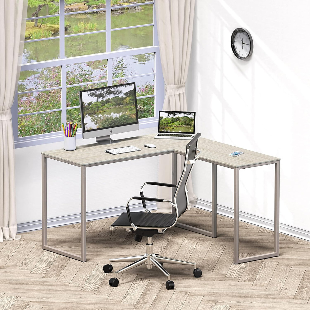 L-Shape Maple Home Office Computer Desk - 48x48 Inches