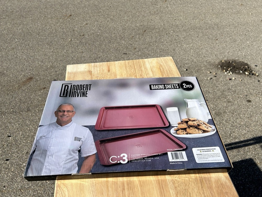 Robert Irvine 2-Piece Baking Sheets set in red NIB