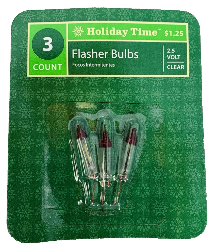 2.5 volt Mini Flasher Bulbs Christmas Light for 50 100 200 Light Strings 3 pk HT